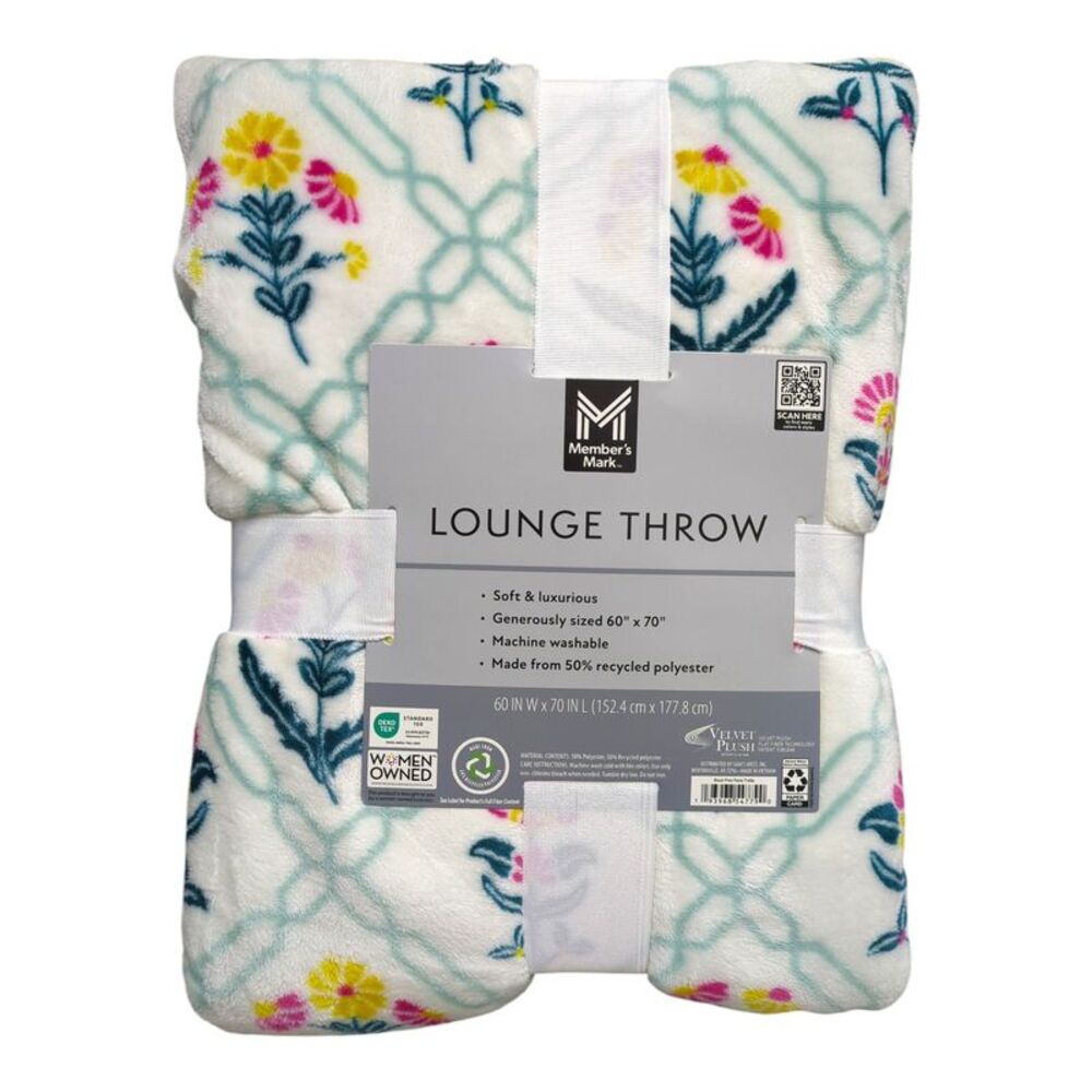 Floral Trellis - Member's Mark Luxuriously & Oversized Soft Lounge Throw, 60" x